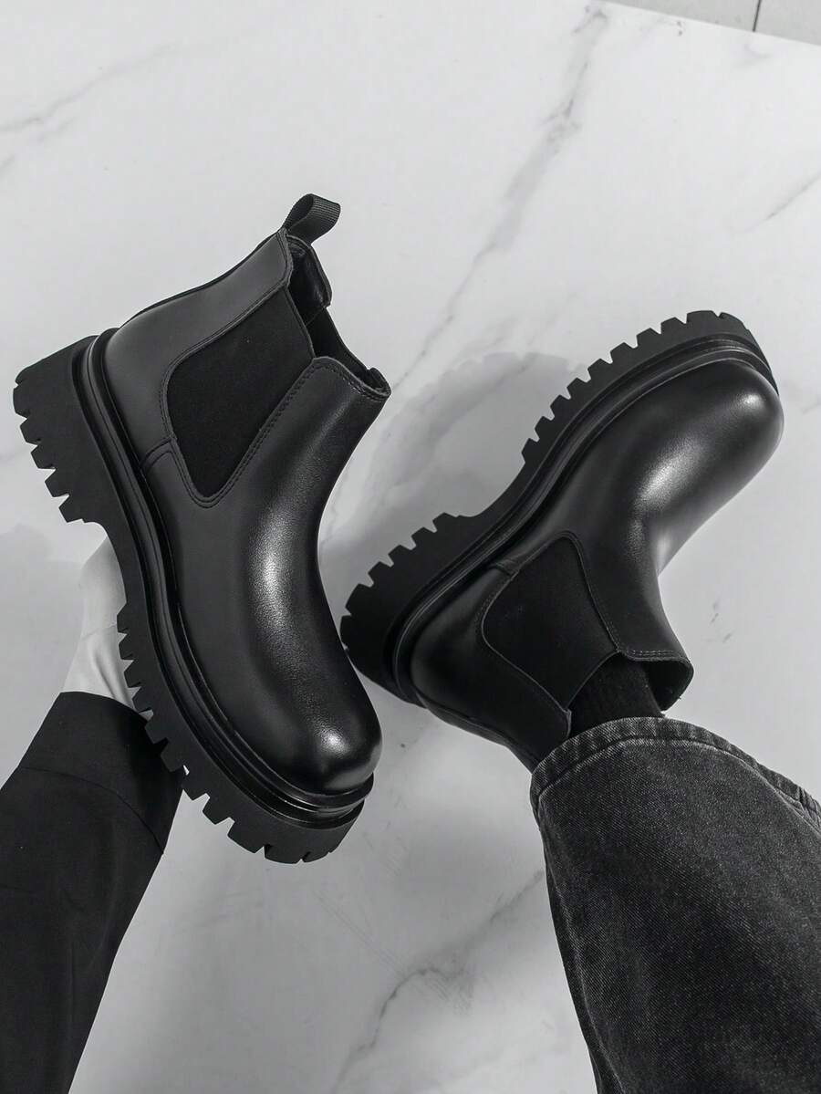 2025 بوت جلدية عالية الكاحل للرجال موديل خريف/شتاء جديد، بوت كاوبوي ذات كعب عالي وسُمك في الأسفل باللون الأسود، بوت كاحل قابلة للانزلاق، بوت صيفية متوسطة الارتفاع باللون الأسود الخالص، بوت بريطانية الطراز للرجال، بوت رجالية قابلة للتنفس وللانزلاق، بوت تشيلسي عالية الكاحل فاخرة للدراجات النارية، بوت جديدة متعددة الاستخدامات، بوت جلدية بتصميم استوديو تصوير بطراز بريطاني، بوت رسمية للأعمال للرجال، بوت جلدية ذات رأس كبير، بوت قصيرة لفساتين الزفاف، بوت عمل مريحة وعصرية - الأسود - مشاهدة 1