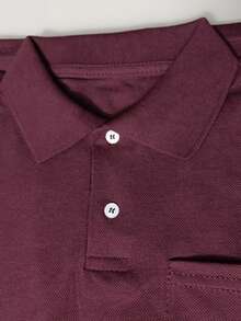 Basic Pique Polo Shirt With Pocket - Burdeos - Ver 2