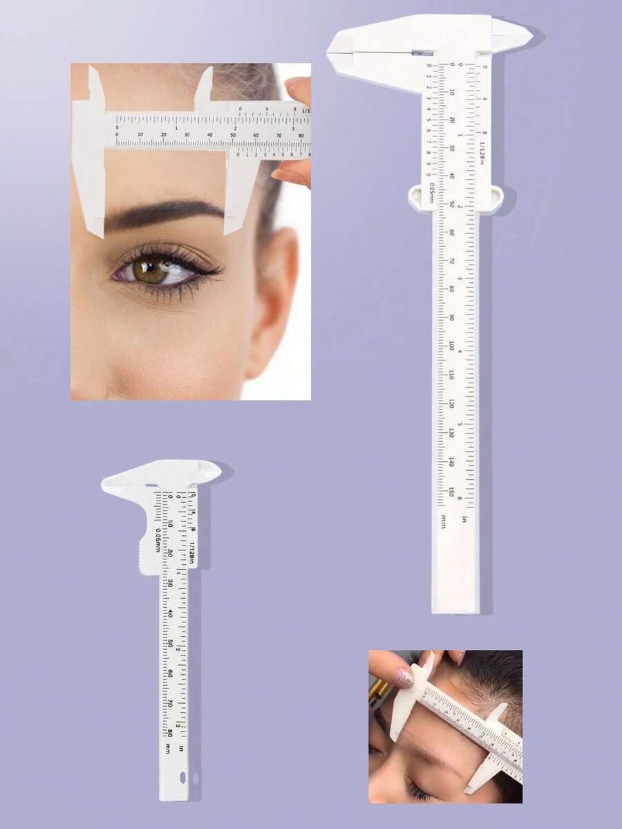 2pcs Microblading Ruler, 150mm And 80mm, Eyebrow Positioning Measuring Caliper, Tattoo Caliper, Suitable For Microblading Beginners - White - View 1
