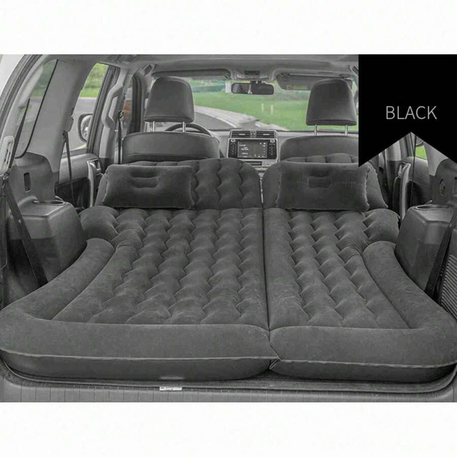 Car Air Mattress Vehicle Inflatable Thickened Travel Bed Sleeping Pad Camping AccessoryBlack - Black - View 1