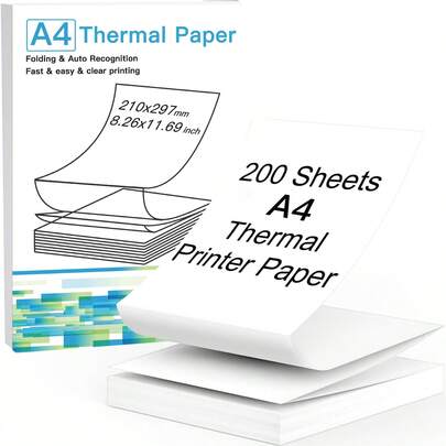 Endlos-Thermodruckerpapier A4, 297 mm x 210 mm Endlos-Thermopapier A4, Mehrzweck-Thermopapier für tragbare A4-Thermodrucker, geeignet zum Drucken zu Hause, in der Schule und im Unternehmen