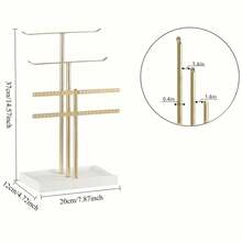 1 قطعة حامل مجوهرات أبيض ثلاثي الطبقات، مناسب لعرض الأقراط والقلائد والخواتم، ديكور مكتبي بطراز نوردي