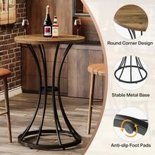 Tribesigns Tavolo da bar rotondo, alto 95 cm, tavolo da bistrot in legno, tavolo da bistrot, tavolo da pranzo per 2 con base in metallo, piano del tavolo 60 x 60 cm, per cucina, bar di casa, caffè, cocktail, marrone (solo tavolo) - Castano - Visualizzare 5