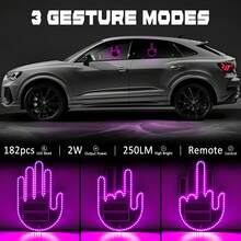 1PC-LED Gesture Light, Fun Car Decorative Light USB Interface, Adhesive Backing For Easy Installation Three Gesture Light Modes, Remote Control Operation-Car Accessories\Car\Car Accessories For Woman\Car Essentials\Christmas - Pink - View 3