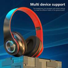Wireless Gaming Headset With Microphone Bluetooth 5.3, Foldable Over Ear Headphones With Active Noise Canceling & LED Lights, Dual Wired/Wireless Mode For PC Laptop Phone, Deep Bass Sound For Music Sports Game, Portable Design With Long Battery Life - 黑紅色 - 查看 4