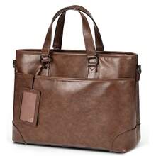 NEWHEY 15.6英寸男士商务公文包，皮革防水通勤包，大容量，适合求职面试及其他场合 - 彩色 - 查看 11