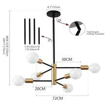 Modern Chandelier Ceiling Light Fixture Sputnik Chandeliers Gold And Black Farmhouse Chandelier Over Table 12-Light Height Adjustable Chandeliers For Dining Room, Living Room,Kitchen Island - 多頭枝形吊燈 - 查看 11
