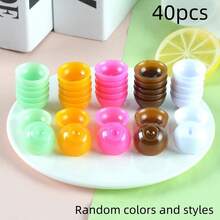40pcs Plastic Miniature Food Play Bowls Scene Model Decorative Accessories DIY Dollhouse Miniature Kitchen Utensils Small Bowls Toys Christmas