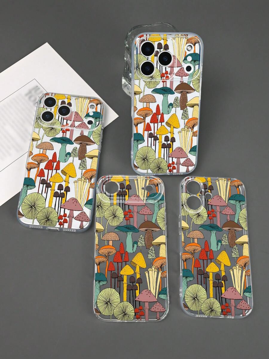 GALLAPLE Mushroom Pattern Phone Case Cover With Cute Cartoon Design Protective Shockproof Slim Fit For Women Men For IPhone 17Promax 17Pro 17Air 17 16Promax 16E 16 15 14 13 12 11 8P 7P 8 7 X XS XSMAX XR Plus Pro S25Ultra S25 S24 S23 S22 S21 Plus FE Case - 無色 - 查看 1