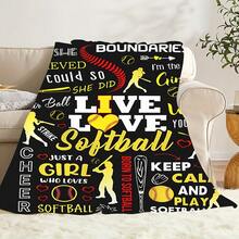 Softball Printed Blanket, Team Gift,Super Soft Flannel Printed  Blanket,As Birthday Gifts, Family, Wedding, Souvenir Blankets, Polyester Blankets Suitable For All Seasons, Washable, Machine Washable, Lightweight, Breathable, Comfortable, Warm, Unique, 280gsm For Him, Her Personalized Ideal Gifts For Her, Him, Family, Boyfriend, Girlfriend, Father, Family, Mother, Lover, Daughter, Son, Grandfather, Grandmother, Friend, Classmate, Pet.   Perfect Nap, Camping, Travel, Home, Daily Life, Office Decoration, Birthday, Anniversary, Valentine's Day, Thanksgiving, Christmas, Halloween, Mother's Day, Father's Day, Wedding, New Year Gifts ,Sofa,Bed,Car,Bedroom,Living Room,Office,  Outdoor Camping, Beach,Wall Decoration - 多色12 - 查看 3