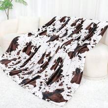 1 Piece Highland Cow Print Blanket - Brown And White Cow Pattern, Soft Flannel Texture, Suitable For All Seasons, Sofa, Bed, Camping Travel, Machine Washable Comfortable Gift, Country Home Decor, Durable Shawl, Must-Have For Animal Print Enthusiasts, Versatile Shawl/Blanket: Durable, Comfy, Breathable, Easy-Care. Multi-Use: Bed/Sofa/Camp/Travel/Office/Car/Desk. Events: NY/V-Day/Fall/StPats/Halloween/Tgiving/Xmas/Solstice/Easter/Mom&Dad/July4/LaborDay. Patterns: Cheetah/Stripe/Plaid/Houndstooth/Geo/Animal/Botanical/Abstract/US Flag/Holiday Plaid. Types: Throw/Stitch/Hand-Stitched/Thermal/Flannel/Microfiber/Bamboo. Fringe/Tassels/Poms. Fabrics: Sherpa/Chunky/Cable Knit. Features: All-Season, Light Warmth, Anti-Pilling, Gift-Wrap.