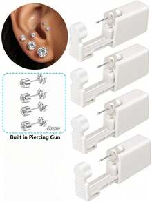 2PCS-10PCS Ear Piercing Kit Disposable Self Piercing Gun With 2mm Silver Earring Studs Home Use Ear Piercing Tool - White - View 20
