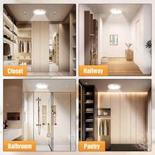 Lámpara de techo recargable con sensor de movimiento, sin cableado, funciona con pilas, con temporizador regulable a distancia, luz de ducha magnética activada por movimiento para clóset, ducha, ba?o - Recargable - Ver 3