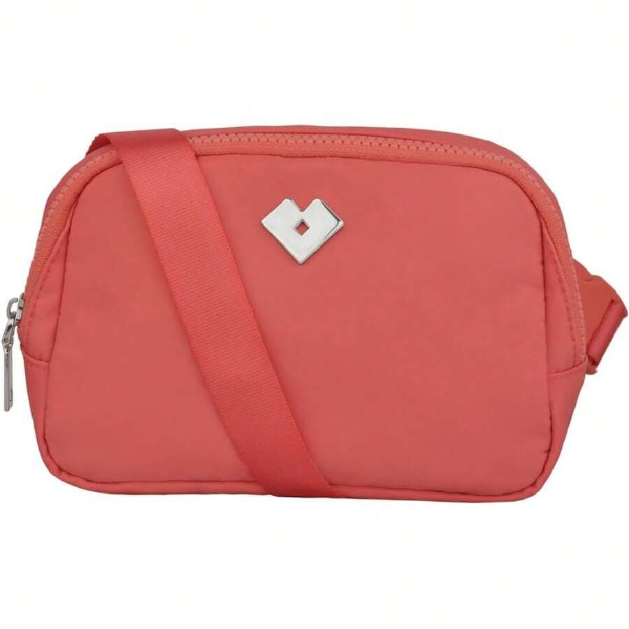 Cangurera para Mujer Deportiva y de Viaje, Bolsa Crossbody y Bandolera tipo Riñonera, Ligera, Repelente al Agua y con Múltiples Compartimentos, Regalos para Mujer y Mamá – Modelo Mina, Coral,25870870 - Rosa coral - Ver 1