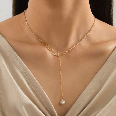 1 chiếc vòng cổ chữ Y đính cỏ ba lá và ngọc trai giả thời trang dành cho nữ, thích hợp để đeo hàng ngày, hẹn hò, dự tiệc, quà tặng hoàn hảo cho bạn gái, tặng mẹ vào ngày lễ tình nhân, lễ tạ ơn