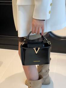 Fashionable & Versatile Tote Handbag, Contrast Color, New Arrival For Autumn/Winter
