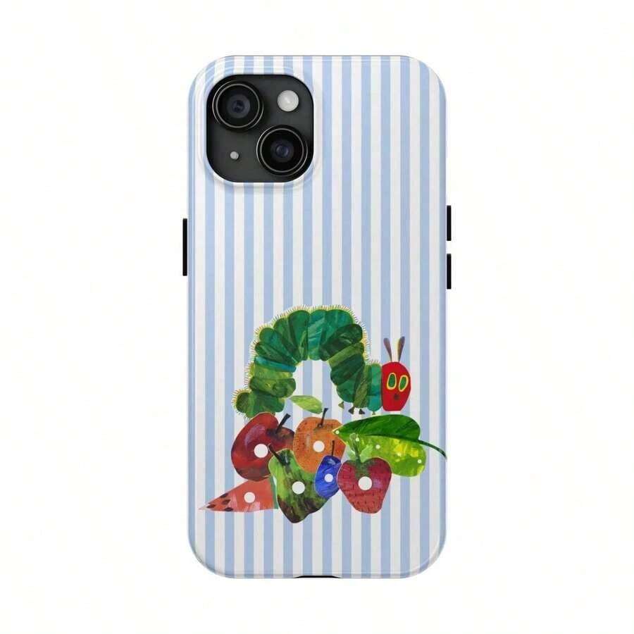 The Very Hungry Caterpillar Phone Case – Cute Colorful Insect Cartoon Fruit Design Protective Cover, Striped Background Gift - 1pc - 查看 1
