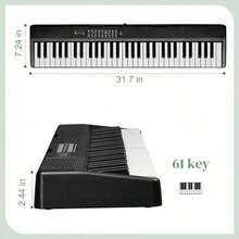 GEP-204 61Key Folding Piano Semi-Weighted Standard Keyboards Digital Piano With Bluetooth, Handbag,For Piano Lover Black Color - 黑與白 - 查看 4