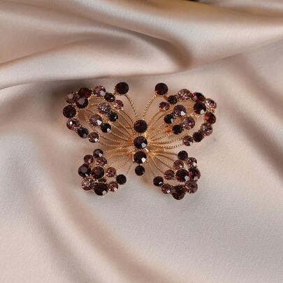 1 件闪亮波西米亚风格锌合金大蝴蝶女士胸针