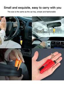 3-In-1 Car Emergency Hammer, One-Key Window Breaker, Seatbelt Cutter, Keychain Design, Portable, Car Safety Escape Tool