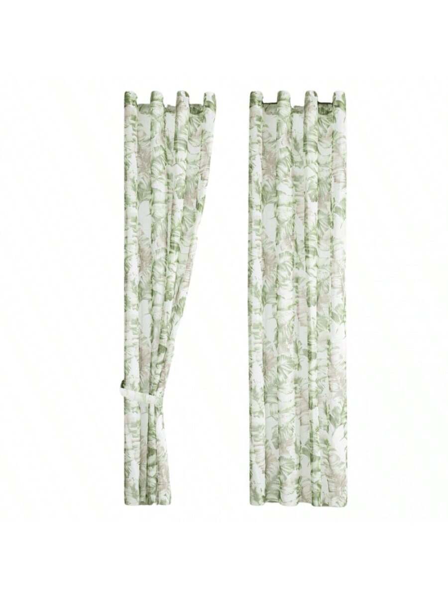Juego de Cortinas Blancas con detalles verdes con Ollaos para Barra
