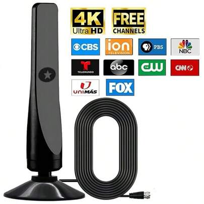 4K 1080P High Definition Digital TV Antenna, Plug And Play, Stylish Appearance, Compact Size And Easy Storage (Please Ensure Your Local Area Has Digital TV Signal Source Before Purchase, Otherwise It Will Be Ineffective. Avoid Using In Dense Wall Areas)