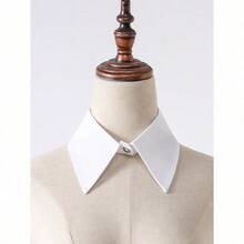 1pc Ladies' Fashionable White Decorative Chiffon Detachable False Collar Shirt Collar Necklace - 白色 - 查看 2
