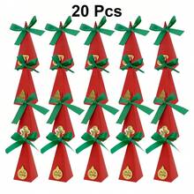 20/50 Pezzi Scatole Regalo di Natale con Nastro e Cartellino Rosso a Triangolo, Scatole di Carta Natalizie con Albero di Natale e Omino di Pan di Zenzero, Confezioni Regalo per Vacanze, Matrimoni e Decorazioni Natalizie