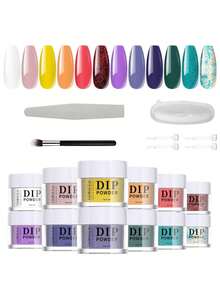 6-8-12-20色10克美甲粉套装，多色美甲设计DIY沙龙礼品，女士适用 - 彩色 - 查看 14