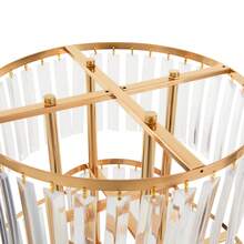 43.3in Tall Wedding Gold Crystal Flower Stand, Square Pedestal Stand, Crystal Flower Rack, Silver Vases Centerpieces Crystal Flower Stand With Hanging Crystals, 5-Tier Square Chandelier Pedestal Stand For Wedding Road Lead T Stage Flower Arrangement Decoration - 金色 - 查看 8
