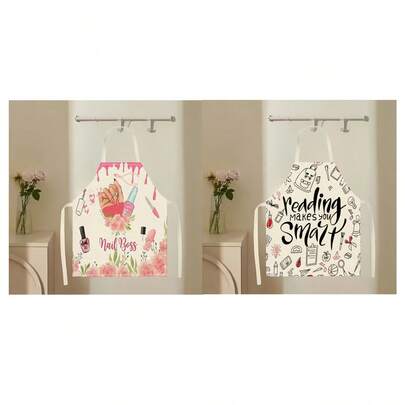 1pc Beauty Pattern Apron, Creative, Fun And Fashionable Printed Home Cleaning Apron, Oil-Resistant And Easy-To-Clean Kitchen Cooking Apron, Creative Home Apron