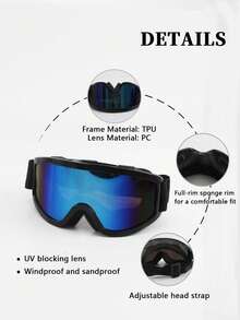 New Large Frame Ski/Cycling/Mountaineering Anti-Wind Men's Goggles, Anti-Wind And UV Protection Ski Goggles - Combination - View 9