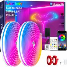 Cozylady Tira LED NeóN Bluetooth 20M/65.5FT, Luces LED RGB NeóN Impermeable,Suave y DIY Deformable Luz LED con Control Remoto de 44 Teclas+Controlador Inteligente APP para DecoracióN Cuarto,Festival - 20 m/65,5 pies - Ver 12