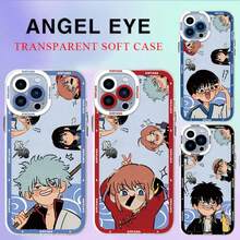 Custodia per telefono con motivo divertente dell'anime giapponese Gintama, compatibile cone 7, 6s, X, 14, 15, Pro, 11, 13, Pro Max, XS, SE, 8 Plus, 12 Mini, XR, in silicone trasparente