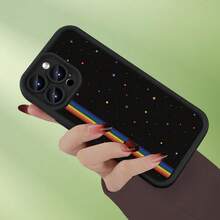 Una funda de teléfono con patrón colorido hecha de TPU negro suave, adecuada como regalo de cumpleaños o festivo para hombres y mujeres, compatible con 15, 14, 13, 12, 11 Plus Pro. - Colores mixtos - Ver 3