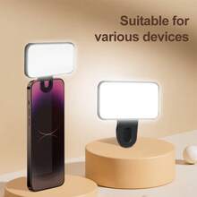 Portable Fill Light, 3-Color Adjustable MINI Clip Lamp, Suitable For Shooting Fill Light, Matte Finish Design With Comfortable Feel, 200mAh Battery Meets Daily Use, Compact And Detachable Design For Easy Carrying Suitable For Selfies And Live Streaming, Photography, Portable Light Selfies Live Streaming Photography Portable Light Selfie Light Phone Light