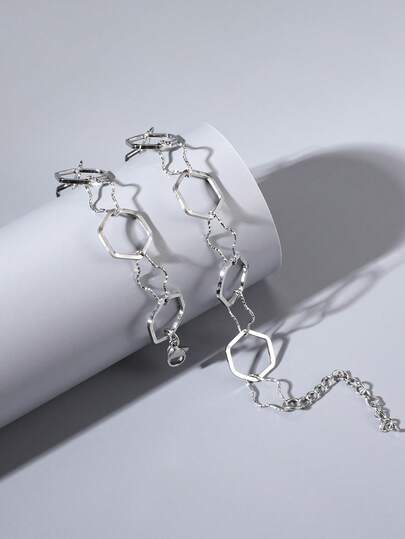 1pc Minimalist Stainless Steel Hollow Rhombus Adjustable Bracelet, Perfect Gift For Birthday, Graduation, Anniversary, Christmas, Holidays