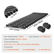 2 piezas de tablas de tracción con TPR para bolsas de almacenamiento , nieve y barro, cortas, color negro - color negro - Ver 7