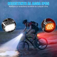GuDoQi Lámpara para Bicicleta, Recargable USB-C, 8+9 Modos, 10+10 Leds Súper Brillantes, Impermeable IPX4, Luz Delantera y Trasera, para Ciclismo Nocturno y - 1 - Ver 7