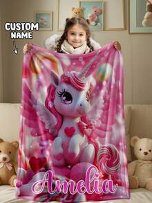 1pc Customized Soft & Cozy Blanket, Suitable For Mother's Day, Birthday - Multicolor - View 4
