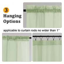 Light Green Sheer Curtains 30 Inch Length, Short Light Filtering Voile Small Cafe Kitchen Curtains With Rod Pocket, Short Curtain For Bathroom Window, 42x30 Inch, 2PCS - Multicolor 152 - View 3