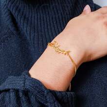 Customized Box Bracelet - An Elegant And Classic Personalized Name Bracelet For Women - Customized 18K Gold-Plated Stainless Steel, Adjustable Chain, Suitable For Daily Wear And Gifts - Christmas Friendly - Nhiều màu - Xem 8