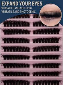 80D 3D Mix Cluster Eyelashes 180pcs Cluster Segmented Extensions 0.05mm Thick D Curling 8mm-16mm Mixed Natural Style Russian Strip Thick And Fluffy Eyelashes Handmade Faux Mink Eyelashes Cluster