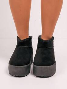 Suede Platform Ankle Boots With Embroidered Trim And Soft Interior Lining - Black - View 6