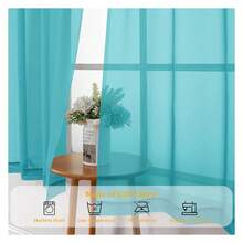Turquoise Sheer Curtains 72 Inches Long 2 Panels Set, Voile Light Filtering Sheer Curtains For Living Room, Lightweight Rod Pocket Window Treatments Drapes, Each 42" Wx72 L, Turquoise - Multicolor 137 - View 6