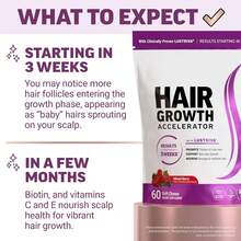 Hair Growth Soft Chews | With Clinically Studied Biotin, Promotes Thicker, Fuller, Stronger Hair, Mixed Berry, 60 Count - 紫色1 - 查看 6