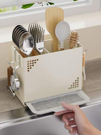 1 件装餐具收纳架，三隔层设计 - 结实耐用的餐具架，带刀、叉、勺、筷子槽 - 节省空间的台面和桌面收纳架，适用于厨房、餐厅、聚会 - 现代简约设计