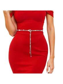 Ceinture de taille pour femmes avec décoration de cristal strass, pompon et anneau en argent - Multicolore - Voir 8