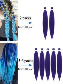 Halloween Pre Stretched Braided Hair Extension 24 Inch Braid Without Knot Box Professional Synthetic Crochet Natural EZ Braid Burn Black Wine Hair Band For Halloween And Christmas New Year Carnival Music Festival