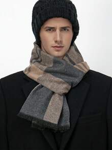 1pc Men's Gentleman Style 30*180cm Simple Warm Scarf, Suitable For Business, Outings, And Daily Wear, Autumn/Winter